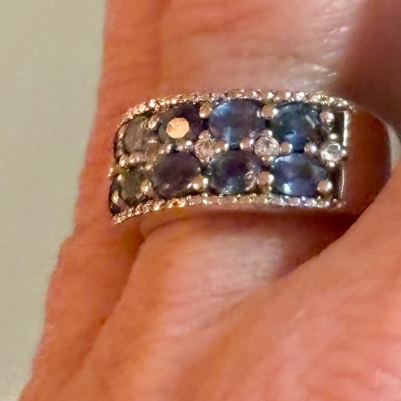 Kanchanaburi Blue Sapphire Zircon Ring in Platinum Over Sterling Silver 3.50 ctw - Picture 9 of 11